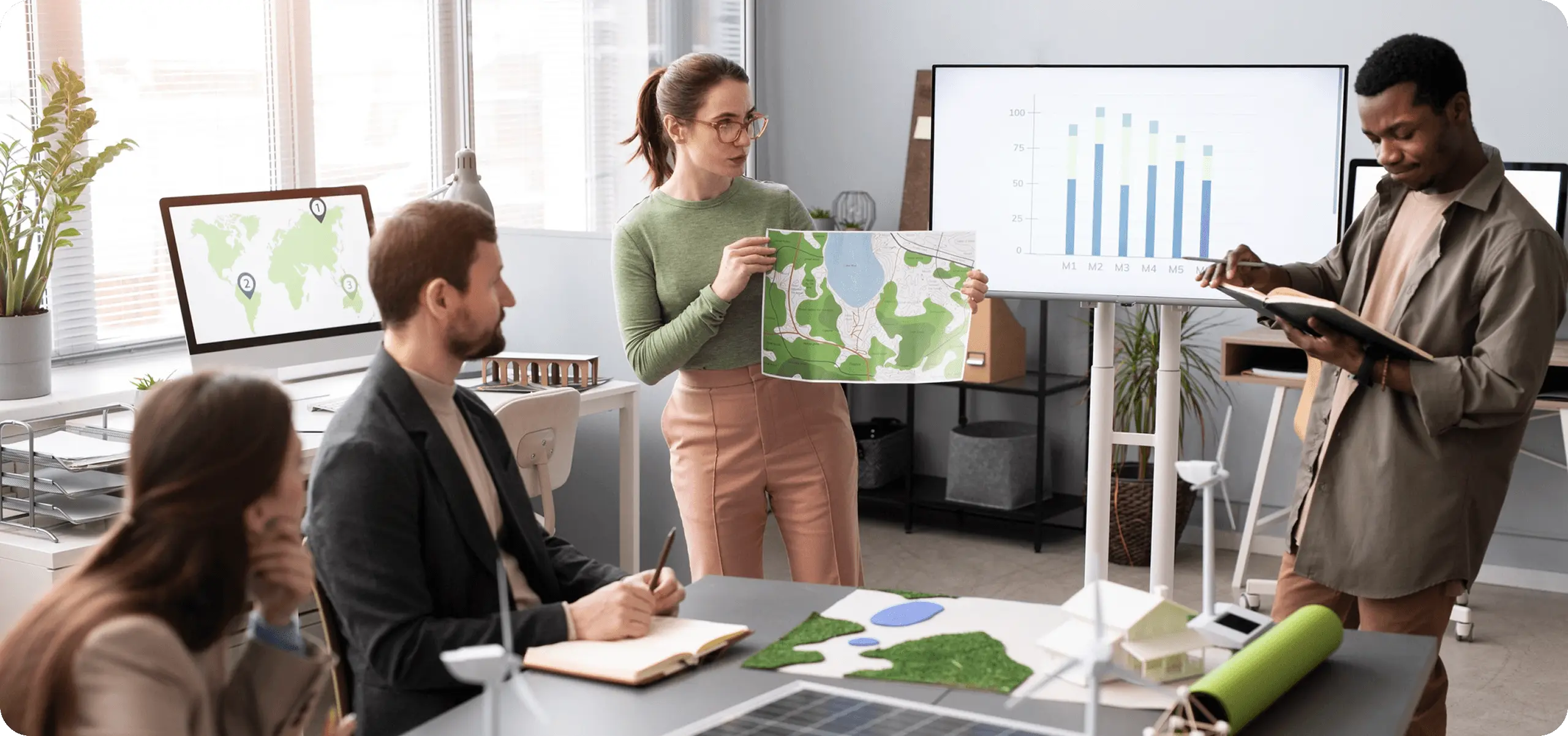 Solar panels across a renewable energy site