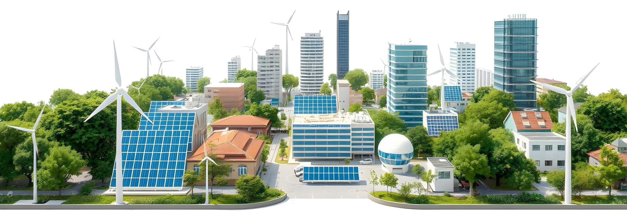 Renewable energy city skyline